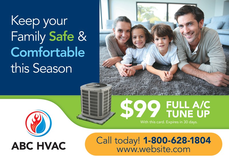 Air conditioning direct mail postcard sample