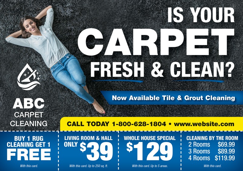Carpet and rug steam cleaning postcard sample