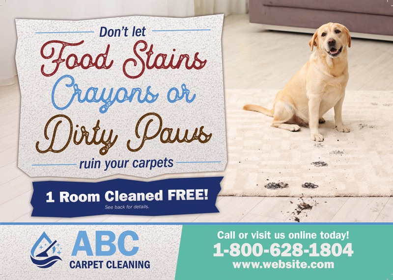 Carpet cleaning postcard design sample