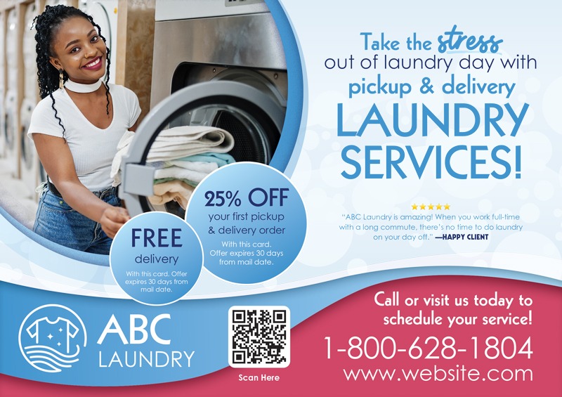 Dry cleaning postcard sample
