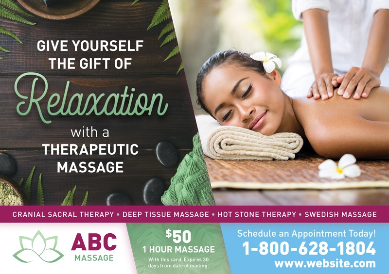 Massage therapy postcard sample