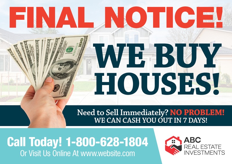 We buy houses cash direct mail postcard sample