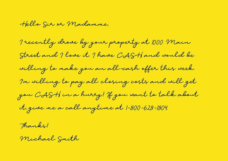 Real estate investment postcard sample