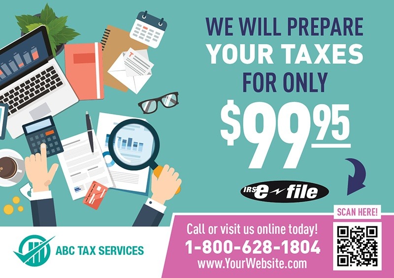 Tax preparer marketing postcard sample