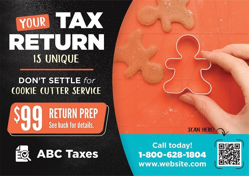 Tax office marketing postcard sample